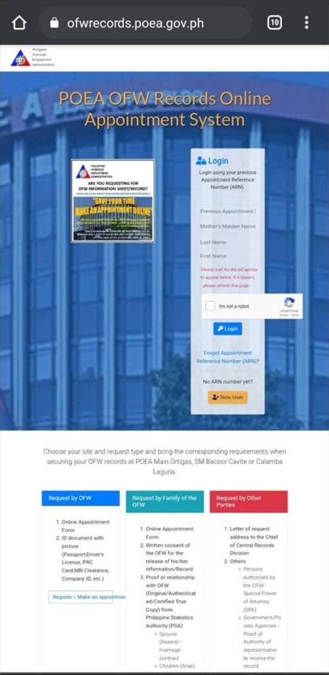 www.poea.gov.ph info sheet|POEA OFW Records Online Appointment System Manual.